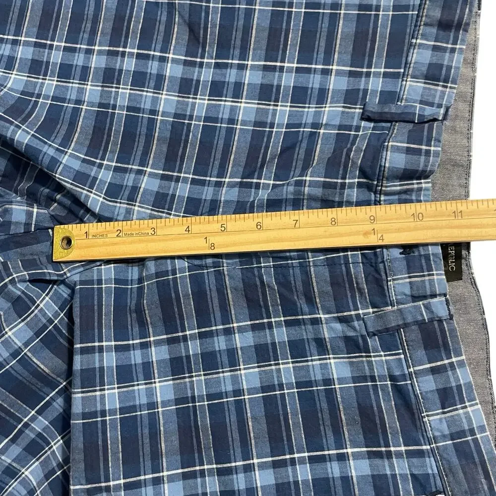Banana Republic Mens Shorts Size 32 Blue Plaid Emerson Short Bermuda Zip Fly